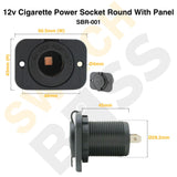 Sizing Guide 12v Cigarette Power Socket Round With Panel