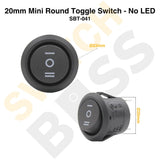 Sizing Guide 20mm Mini Round Toggle Switch - No LED