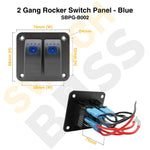 Sizing Guide 2 Gang Rocker Switch Panel - Blue