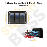 Sizing Guide 3 Gang Rocker Switch Panel - Blue