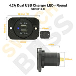 4.2A Dual USB Charger LED - Round Sizing Guide