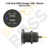 Sizing Guide 4.2A Dual USB Charger LED - Round