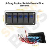 Sizing Guide 5 Gang Rocker Switch Panel - Blue