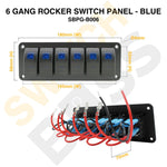 Sizing Guide 6 GANG ROCKER SWITCH PANEL - BLUE