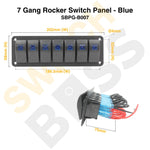 Sizing Guide 7 Gang Rocker Switch Panel - Blue