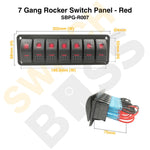 Sizing Guide 7 Gang Rocker Switch Panel - Red