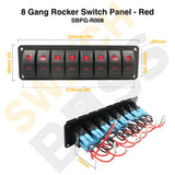 Sizing Guide 8 Gang Rocker Switch Panel - Red