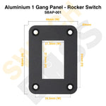 Sizing Guide Aluminium 1 Gang Panel - Rocker Switch