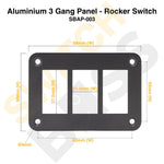 Sizing Guide Aluminium 3 Gang Panel - Rocker Switch