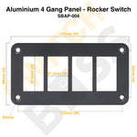 Sizing Guide Aluminium 4 Gang Panel - Rocker Switch