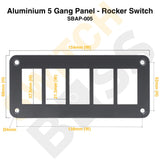 Sizing Guide Aluminium 5 Gang Panel - Rocker Switch