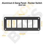 Sizing Guide Aluminium 6 Gang Panel - Rocker Switch