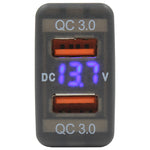 Dual QC USB + Volt Meter - suit Toyota Large