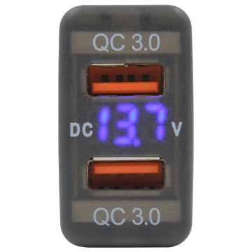 Dual QC USB + Volt Meter - suit Toyota Large