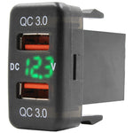 Dual QC USB + Volt Meter - suit Toyota Large