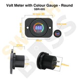 Sizing Guide Volt Meter with Colour Gauge - Round